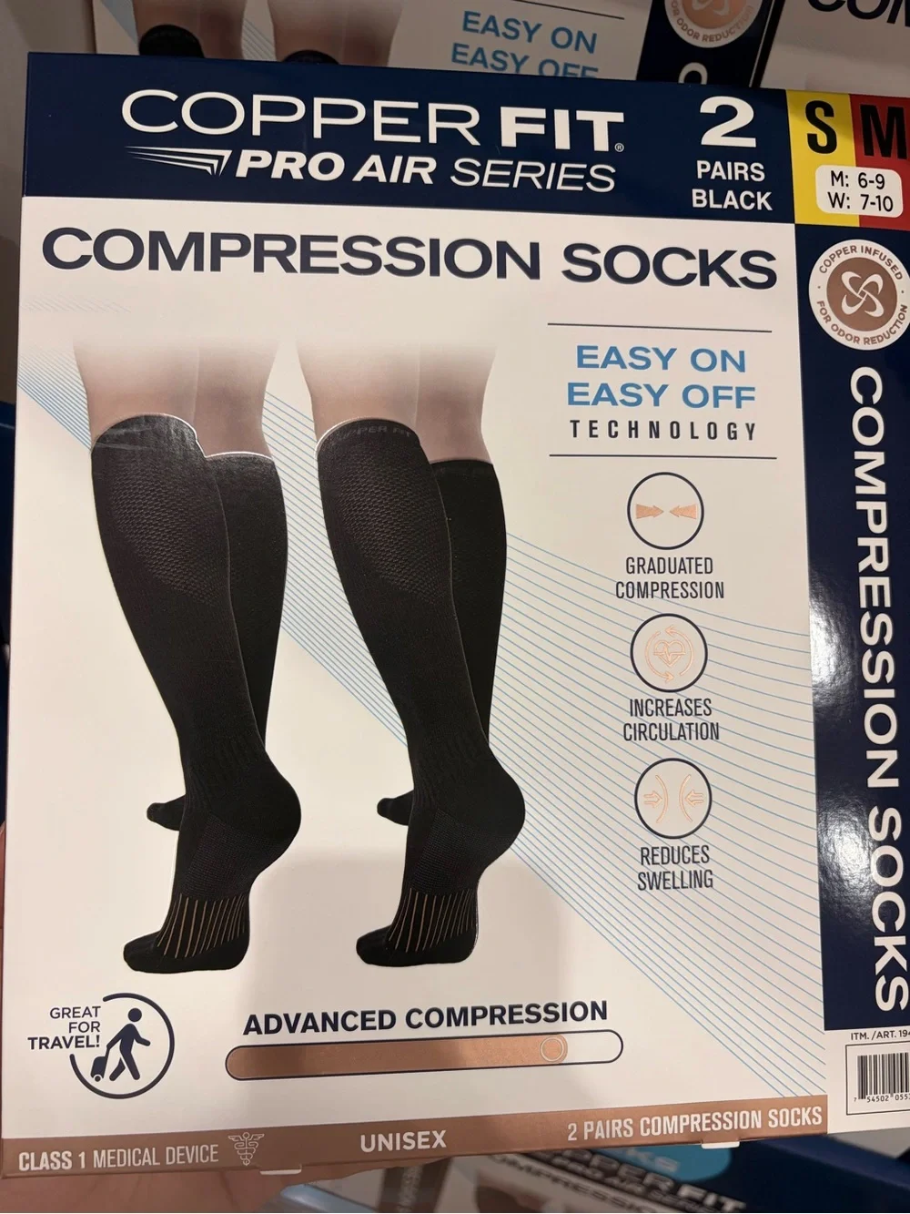 Copper Fit Pro Air Series Compression Socks - Black (2 Pairs)new